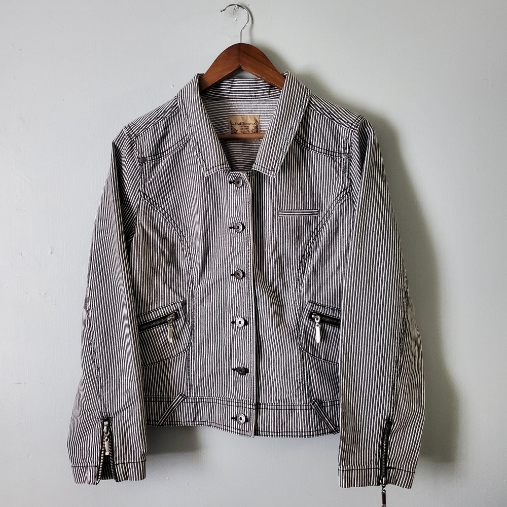 Ruff Hewn | Pin Striped Collared Button Long Sleeve Jacket